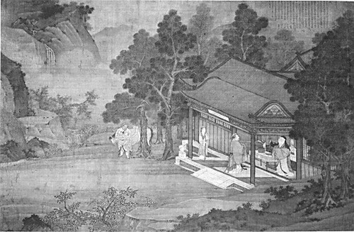 屈原卜居图 清·黄应谌 作.绢本;设色.此图画屈原山中卜居情景.